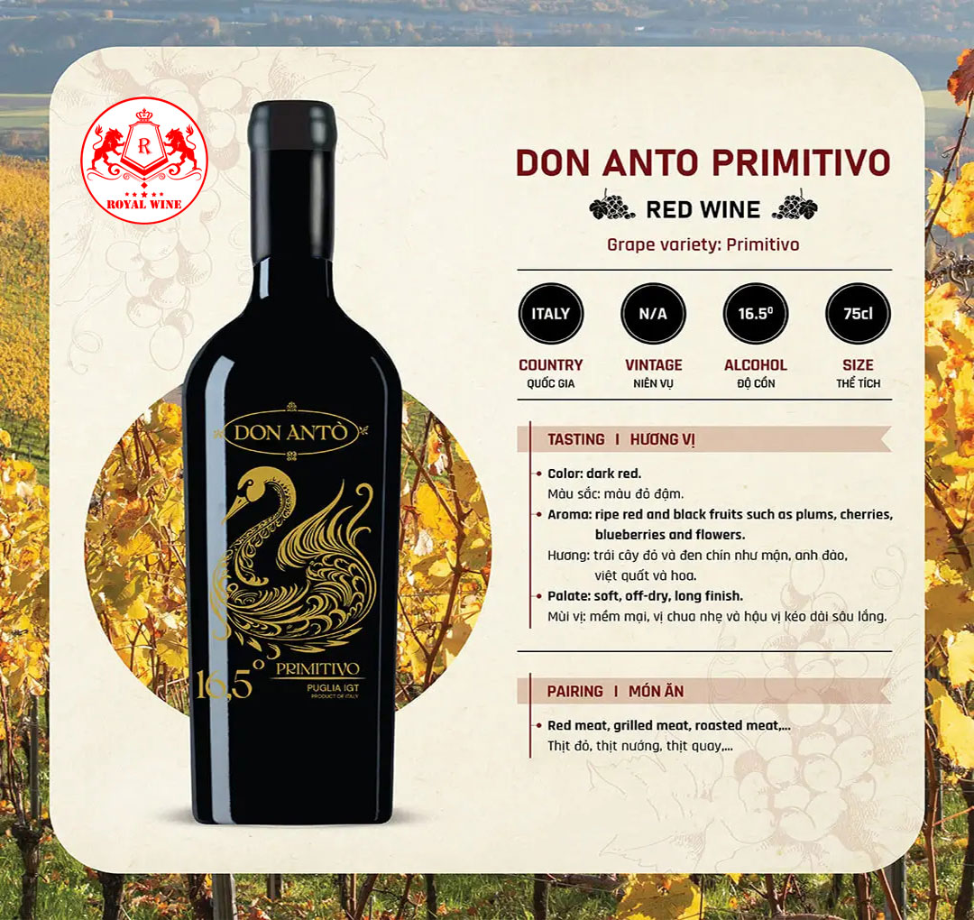 Rượu vang Don Anto Primitivo 16,5Vol
